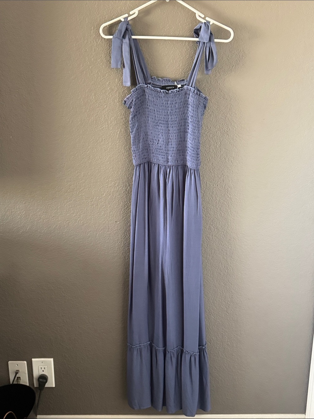 Tie-Shoulder Smocked Maxi Dress